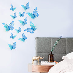 Zhenle 36Pcs 3D Butterfly Wall Sticker 3 Sizes Butterfly Wall Decals Butterflies Stickers for Walls Bedroom Party Wedding Decors(Blue)