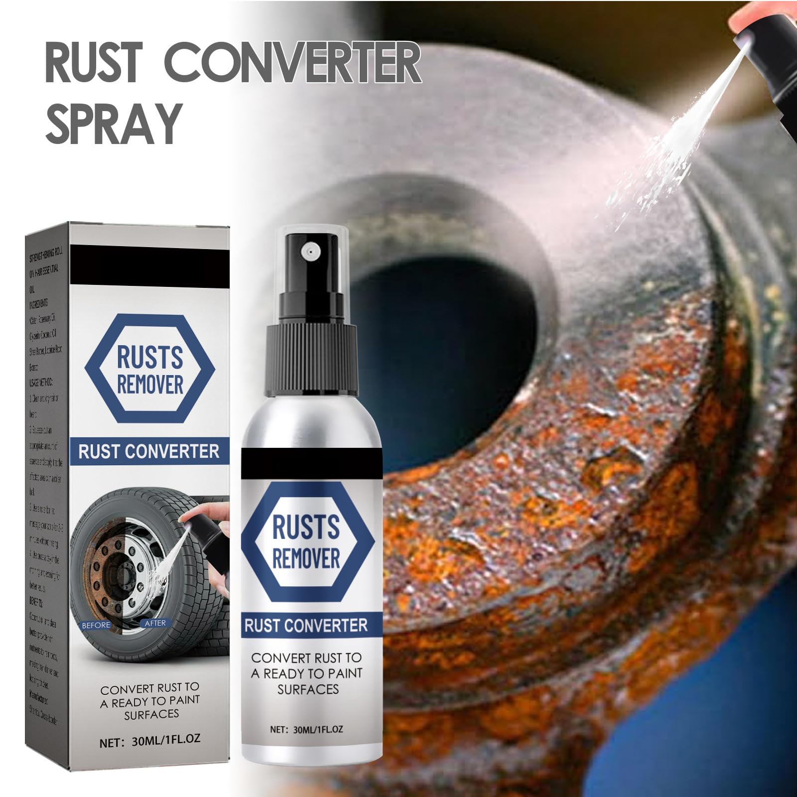 KOAHDE Anti Rust Conversion Agent Spray,Ironfree Rust Converter Spray,Multifunctional Metal Rust Remover,Rust Converter for Car,Rust Converter Car Maintenance,Rust Removal Converter Metallic Paint