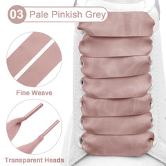 WEGOODZF Satin Ribbon Shoe Laces: 2CM Wide 120cm Long Pale Pinkish Grey Flat Silk Shoelaces for Women Girls 2 Pairs Replacement Shoelace for Trainers Boots Sneakers