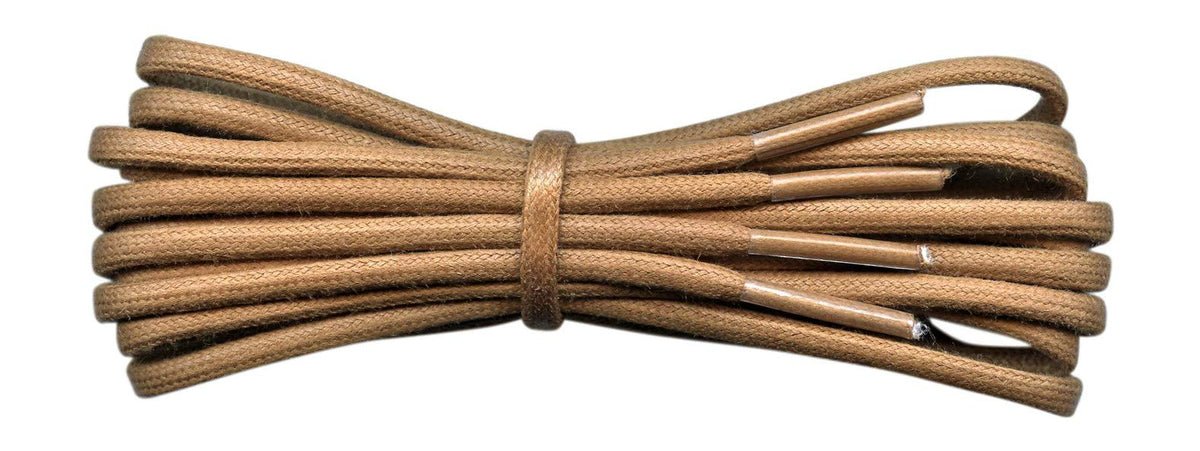 Fabmania Tan/Light Brown 3mm Round Waxed Cotton Shoelaces - 90cm