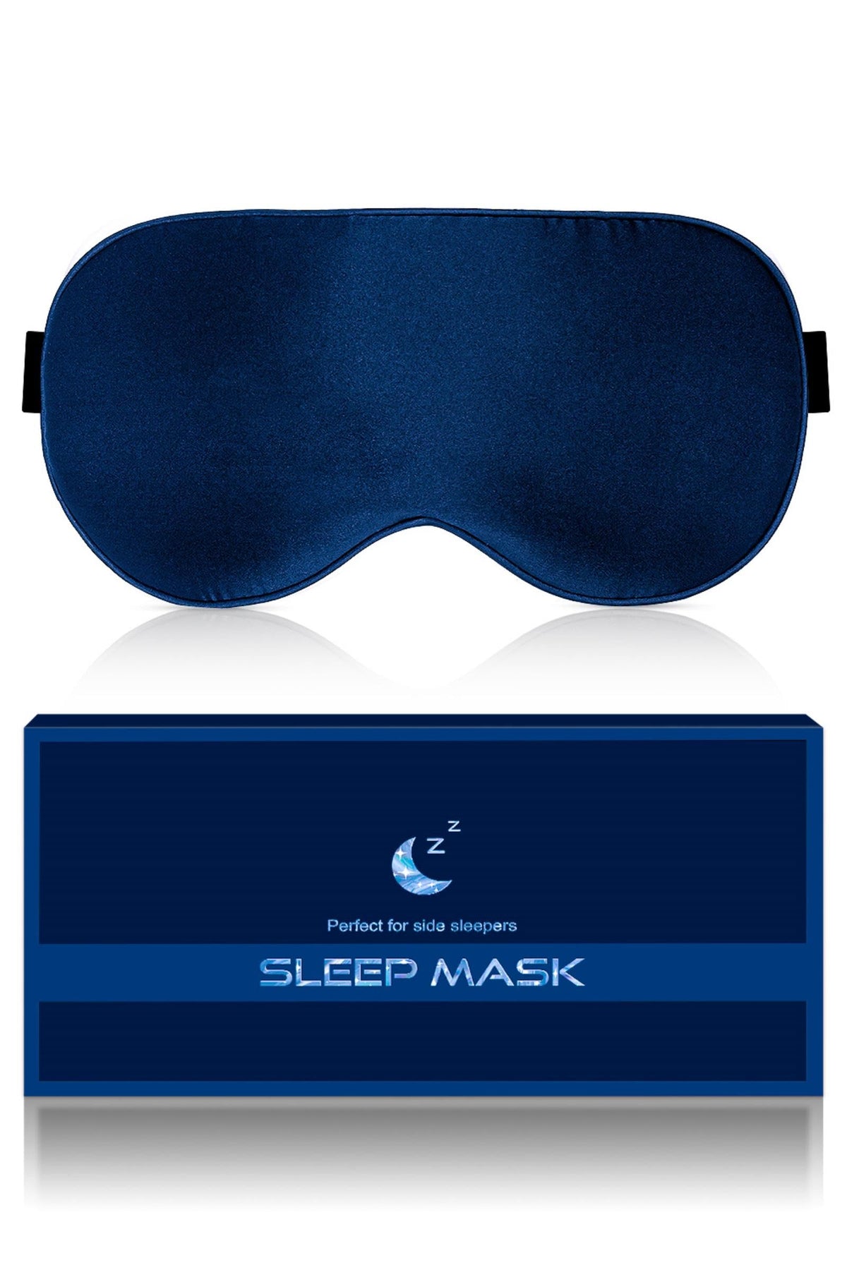 Aosun Silk Sleep Mask, Eye Mask, 22Momme 100 Percent Pure Mulberry Silk Blackout Anti-Allergy Natural Silk Eye Mask with Adjustable Headband, Suitable for Men and Women (Black) (Blue), 1