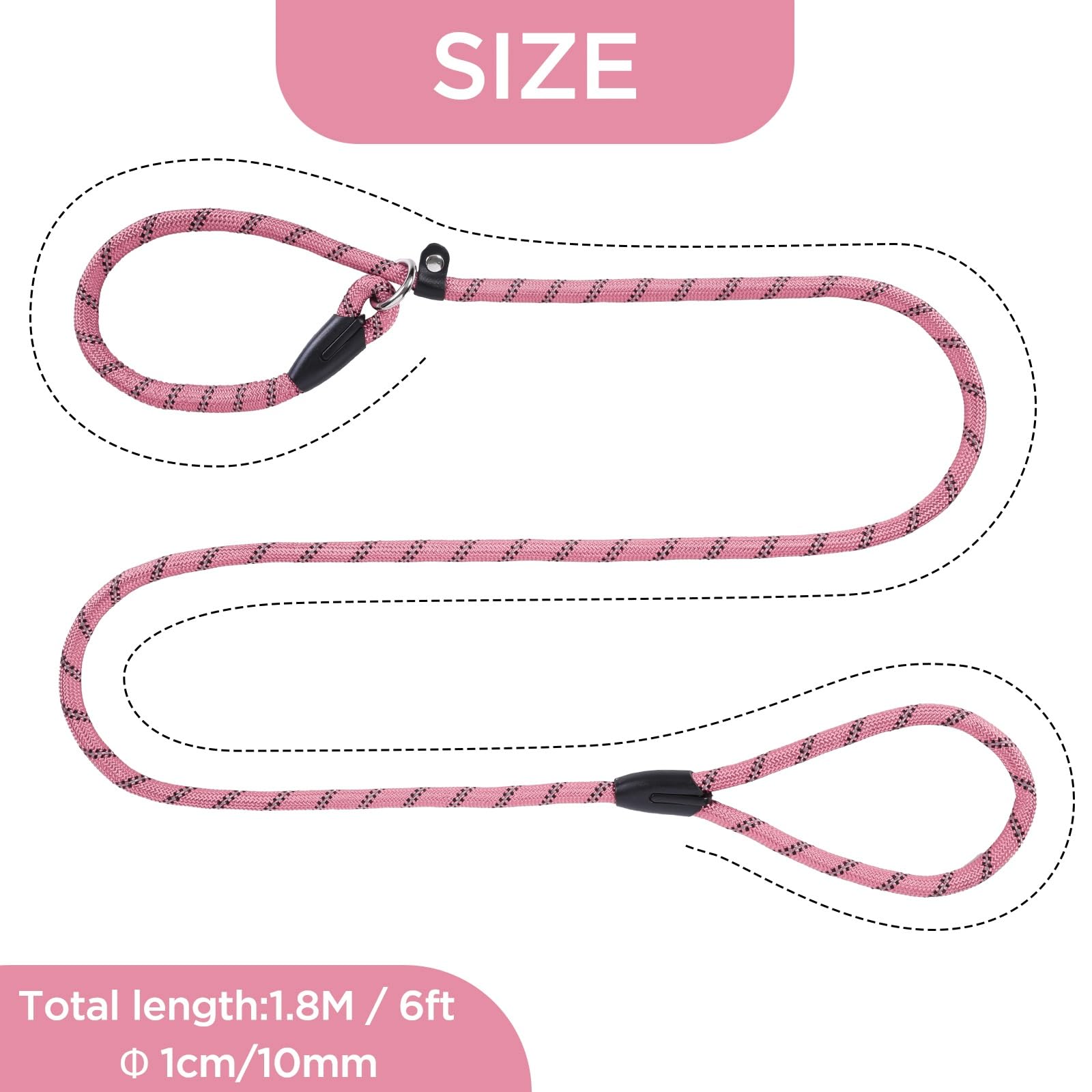 Loutep Slip Lead For Dogs-1.8m Long Rope Dog Leash With Reflective Stitching Slip On Easily With No Collar Or Harness Needed Anti-Choke Dog Slip Lead Ideal For Small Puppy Large & Medium Dogs Training