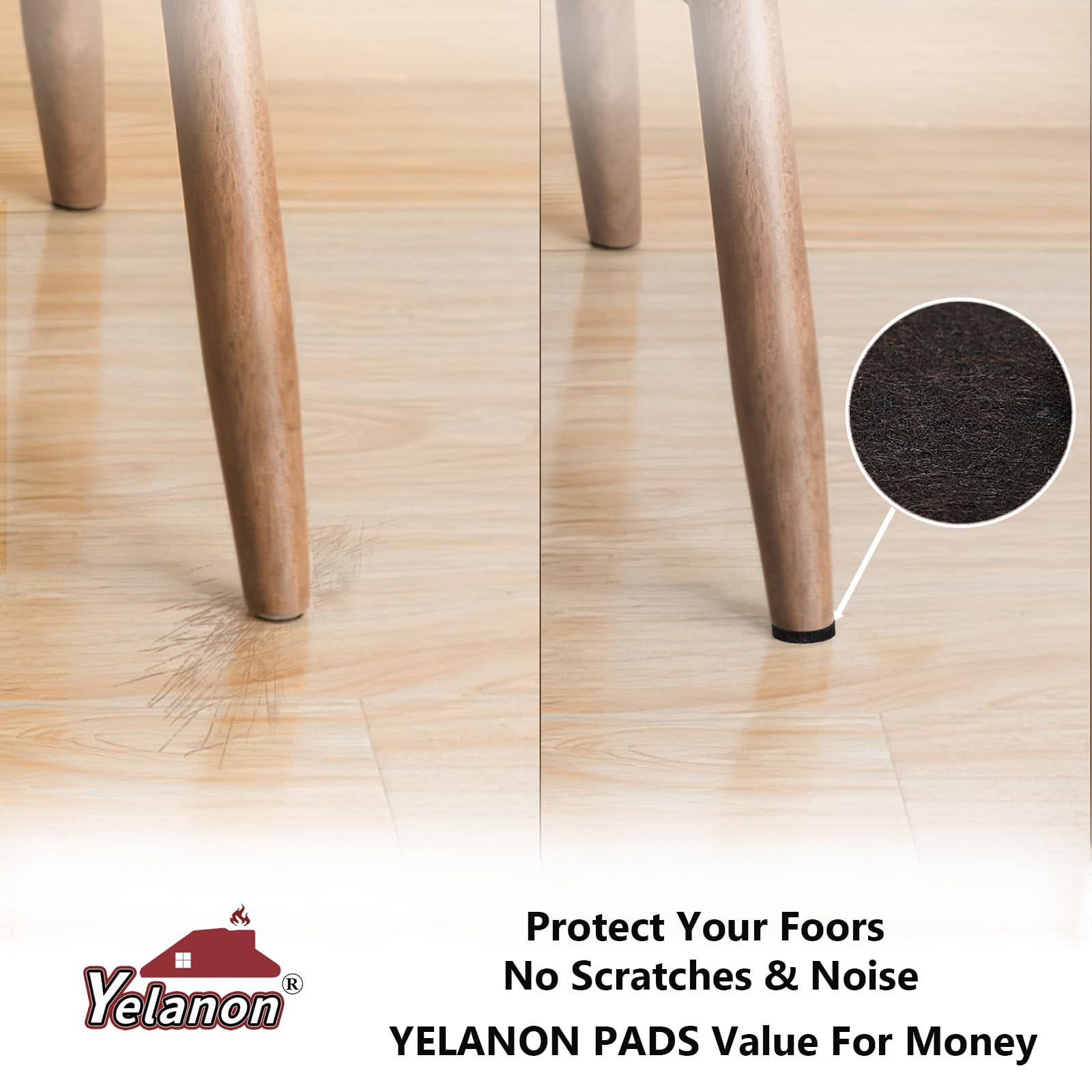 Yelanon Felt Furniture Pads -182 Pcs Furniture Pads Self Adhesive, Felt Chair Pads, Anti Scratch Floor Protectors for Furniture Feet Chair Legs, Furniture Felt Pads for Hardwoods Floors, Mixed Color