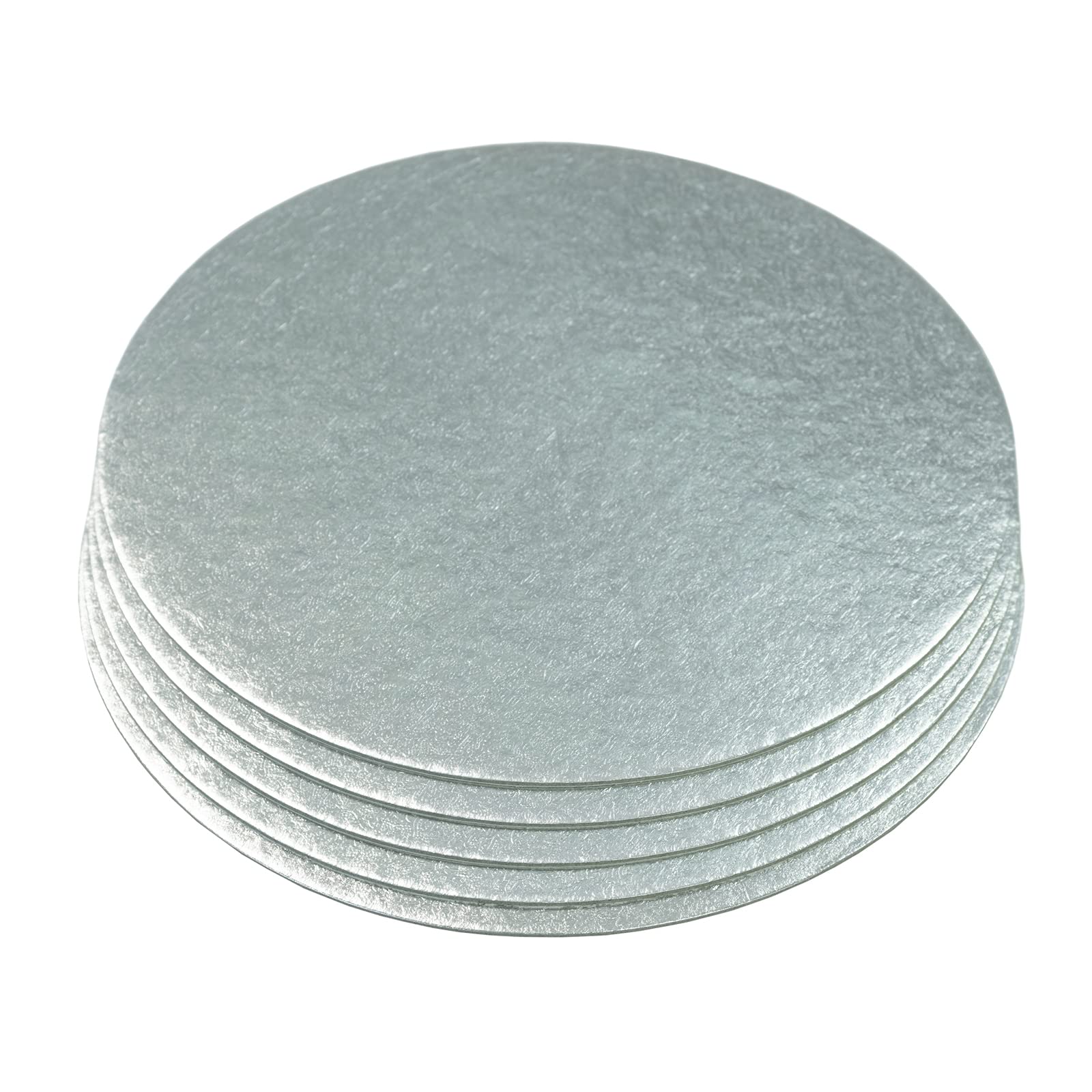 Culpitt Cut Edge Round Card, 5 inches Round Cake Cards, Silver Cake Boards, 1.8mm Thick, 5 Pack - 5 Inch (127mm) CSR5AMZ5