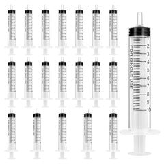 OFFCUP Plastic Syringes, 20pcs No Needle Syringe, 10ml Liquid Measuring Syringe with Luer Slip Tip for Refilling and Measuring Liquids, Scientific Labs Experiment, Feeding Pets (No Needle)