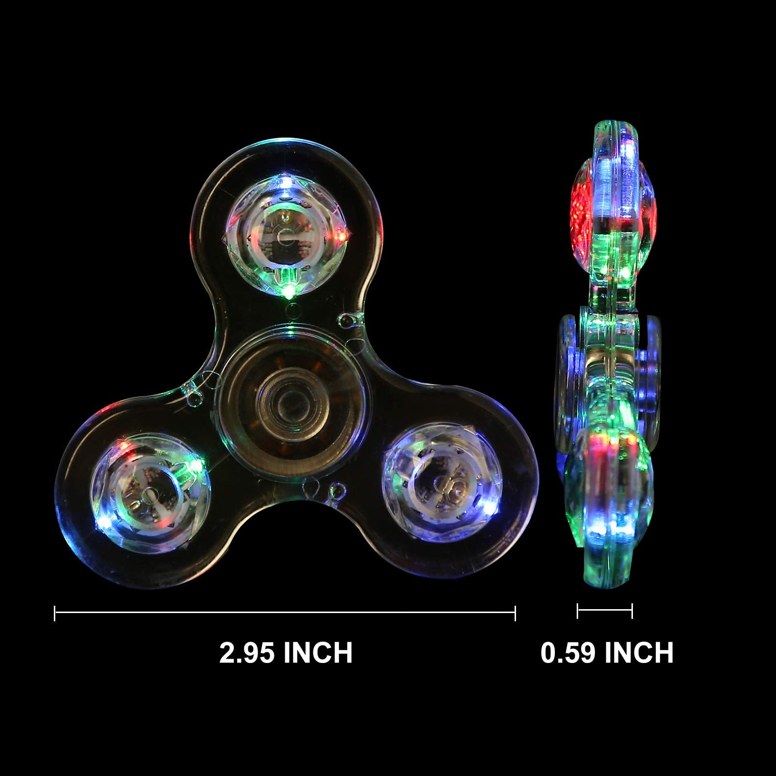 SCIONE Crystal LED Light Fidget Spinner for Kids,LED Light up Fidget Spinner for Toddlers,Glow in The Dark Party Supplies Stress Relief Graduation Gifts for Children Adults（Crystal-White）