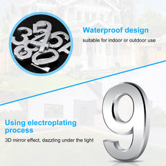 Vicloon Door Numbers, 3 Inches 3D Mailbox Numbers Waterproof, Address Numbers Self Adhesive House Numbers Street Number Stickers for House Mailbox Apartment Hotel Courtyard Cafe Silver(9)