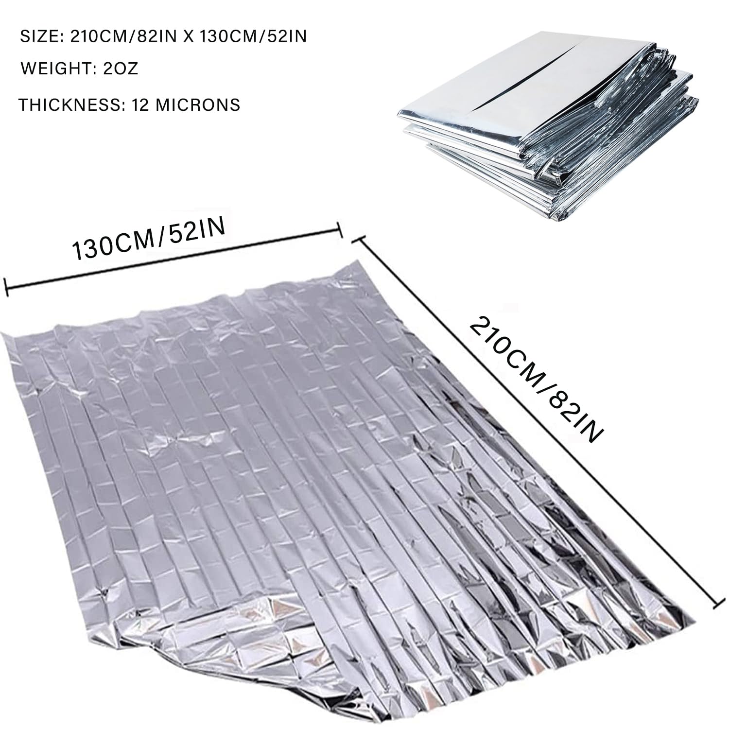 MIXIAO Survival/First Aid Blankets - Insulated, Reflective, Silver, 130 x 210 cm