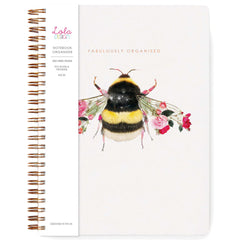 Lola Design - Wildlife Botanical Spiral Notebook - Planners & Organisers - Cute Stationery - Bumble Bee Notebook 255x205mm