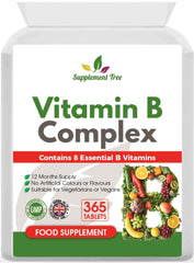 Vitamin B Complex 365 Tablets - with B1, B2, B3, B5, B6, B12, Biotin, Folic Acid - UK Manufactured