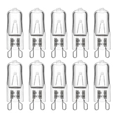 G9 Halogen Light Bulbs 230V 33W Dimmable, 460LM Warm White 2700K, 360° Beam Angle, No Flicker, G9 Halogen Capsule Bulbs for Cooking Lighting, Wax Lamp, RV Light, Chandelier and Ceiling Lights, 10 Pack