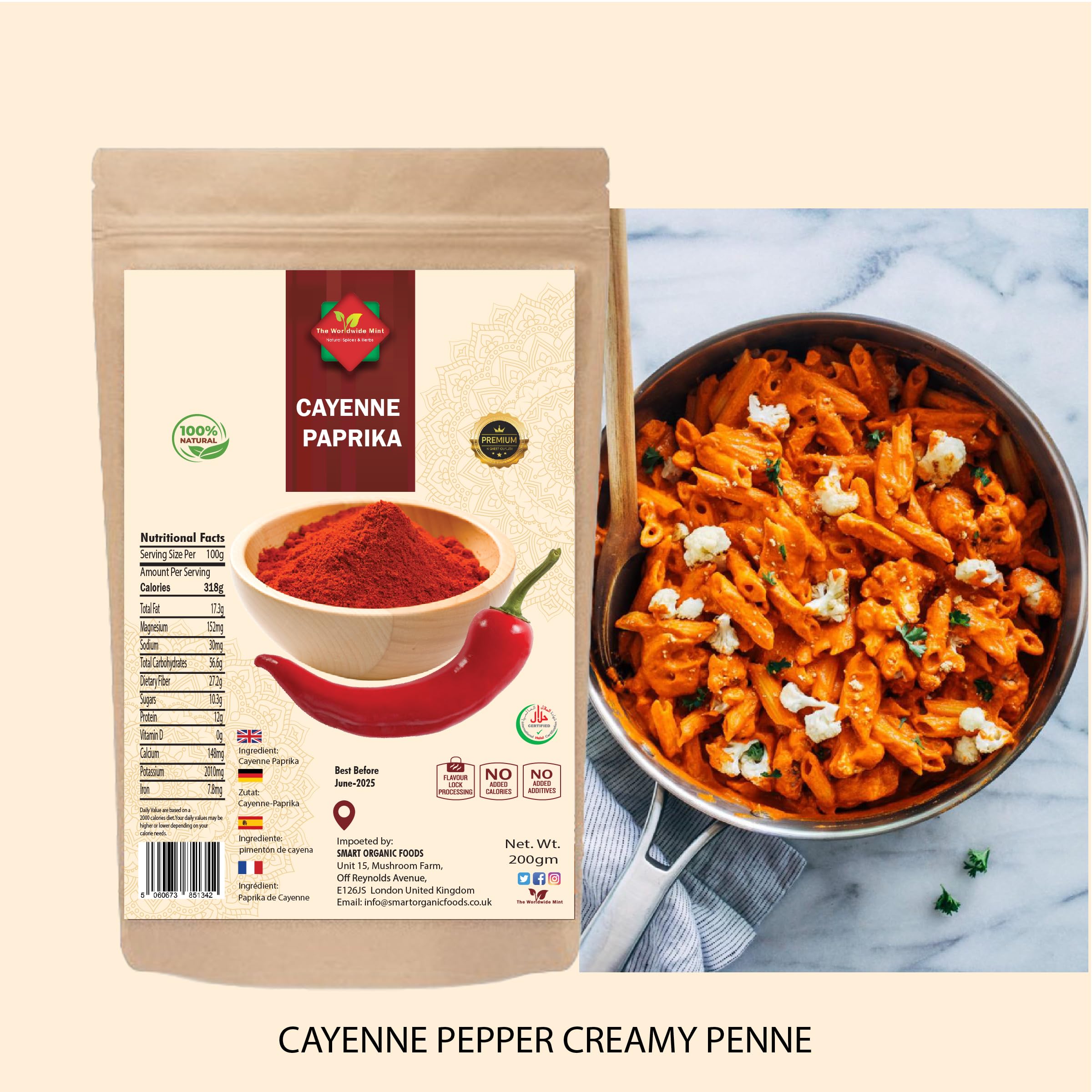 Cayenne Pepper (200g/7.05oz)   Powder Guinea Spice Bird Red  Hot Chilli Premium Quality 100% Natural No Additives Supplied in Zip Sealed Bag