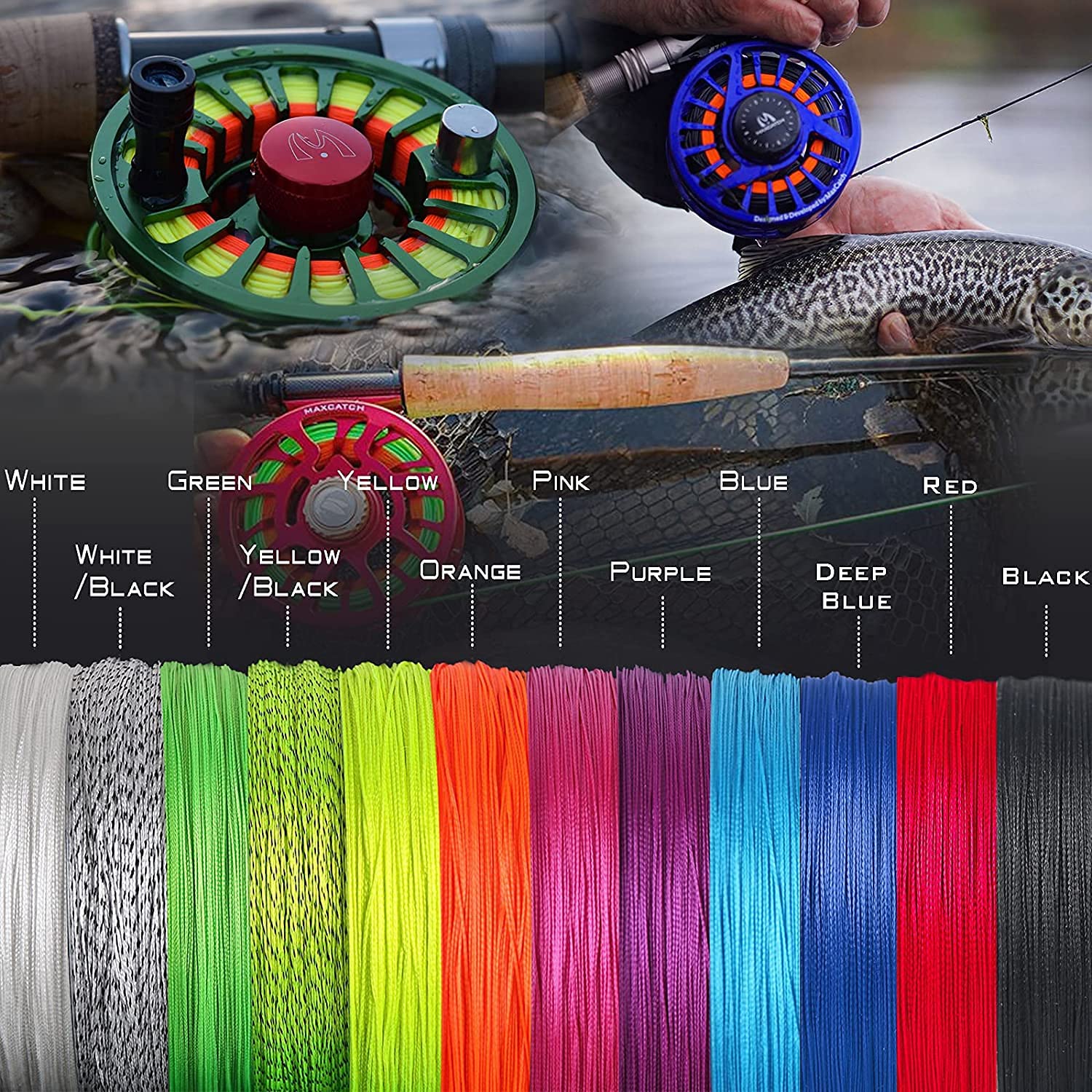 Maxcatch Braided Fly Fishing Line Backing Line 20/30LB, 92m/100yds, 275m/300yards (Purple, 30LB 92m/100yds)