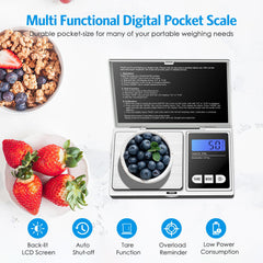 Craicr Digital Pocket Scale, 200g Precision Mini Jewelry Scale, Portable Digital Scales with LCD Backlit Display, Tare Function, 0.01g Precise, for Gold, Jewellery, Food, Coffee, Herbs (Silver)