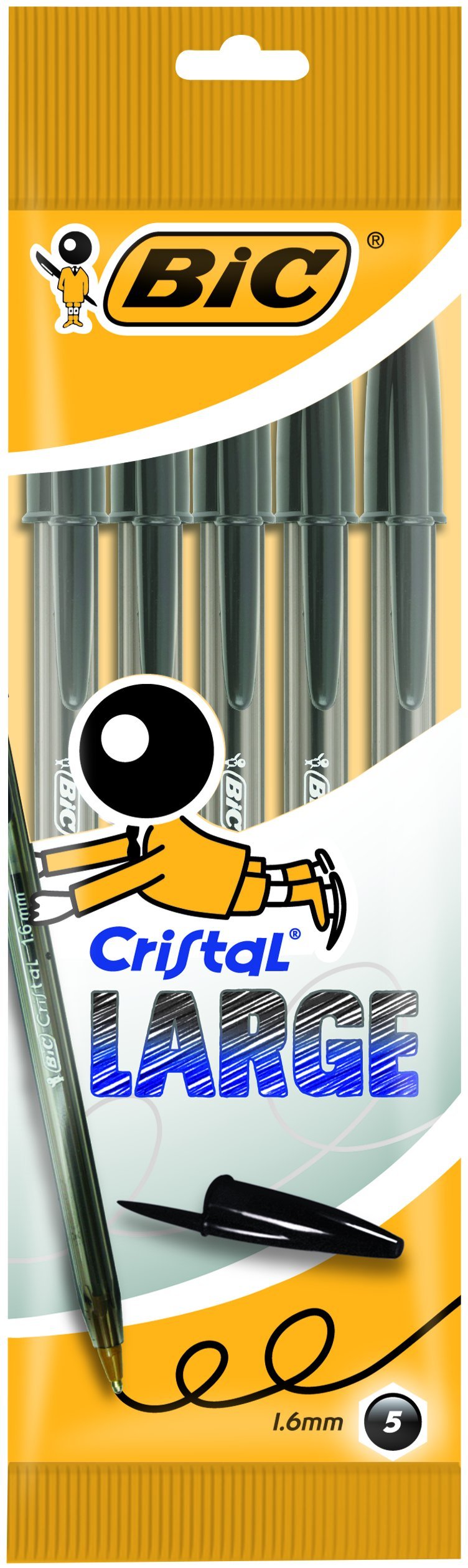 Bic Cristal Large Ballpoint Pen (Pack of 5) Black