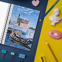 STATIONERY ISLAND A4 Sketchbook, Hardcover Sketch Book with 200GSM Thick Paper, Spiral Bound Sketch Pad A4, Drawing Pad for Sketching, Portrait, 50 Sheets / 100 Pages