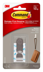 Command MR12-SS-ES Medium Modern Metal Hook with 1 Hook/2 Strips, Stainless Steel