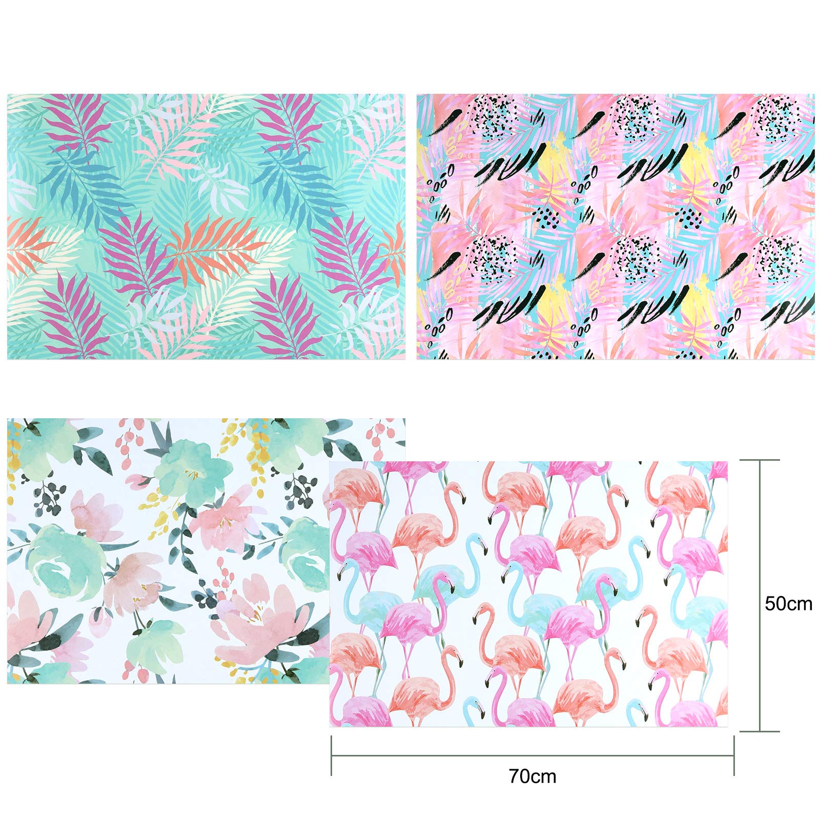 PLULON 6 Sheets Tropical Birthday Gift Wrapping Paper, Flamingo Gift Wrap Paper for Birthday Party and Tropical Party Decorations