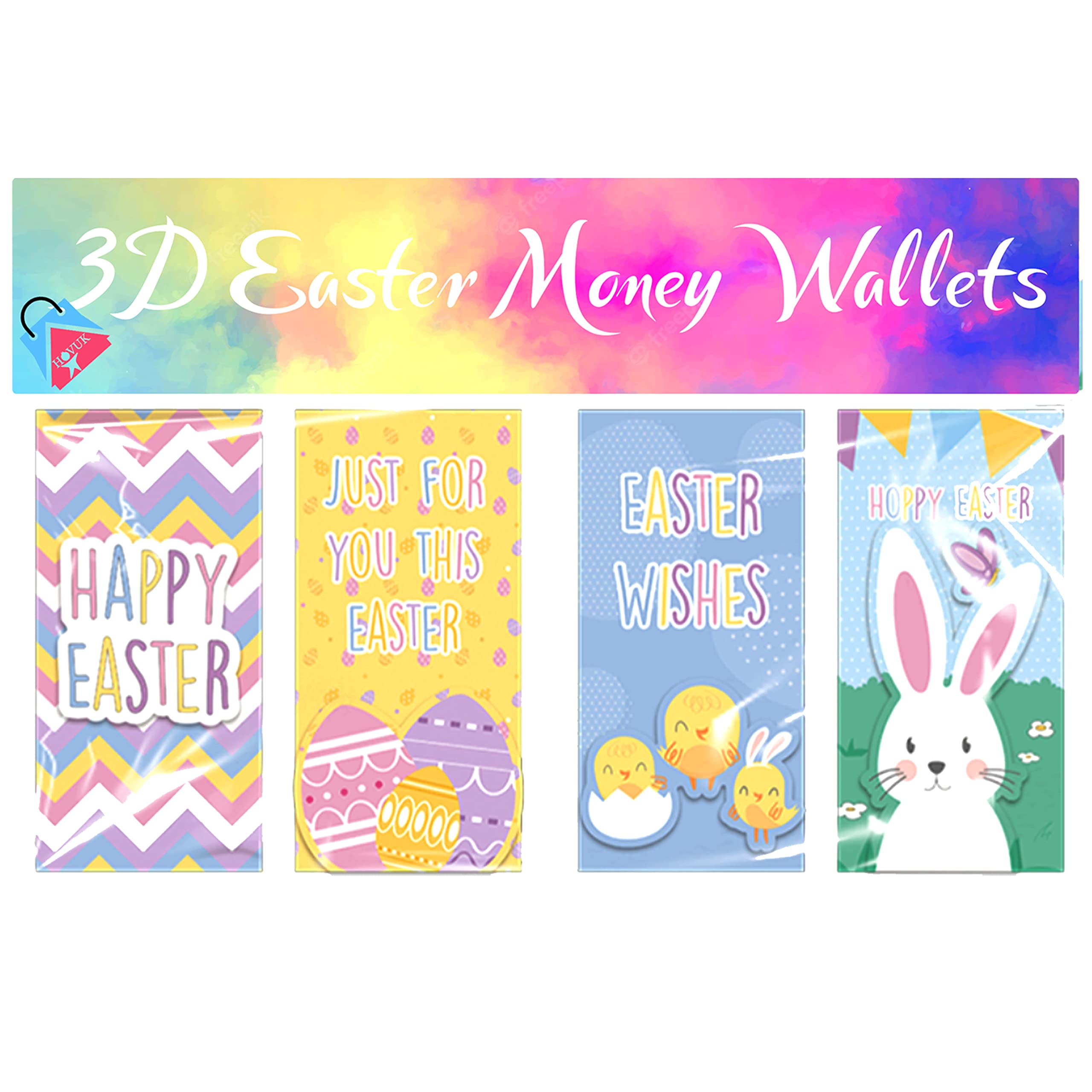 12x Card Wallets with Envelopes, Gift Voucher, Money Wallets for Cash Gifts, Money Envelopes, Easter Cards, Ideal for Sending Money At Easter, Size - 17cm