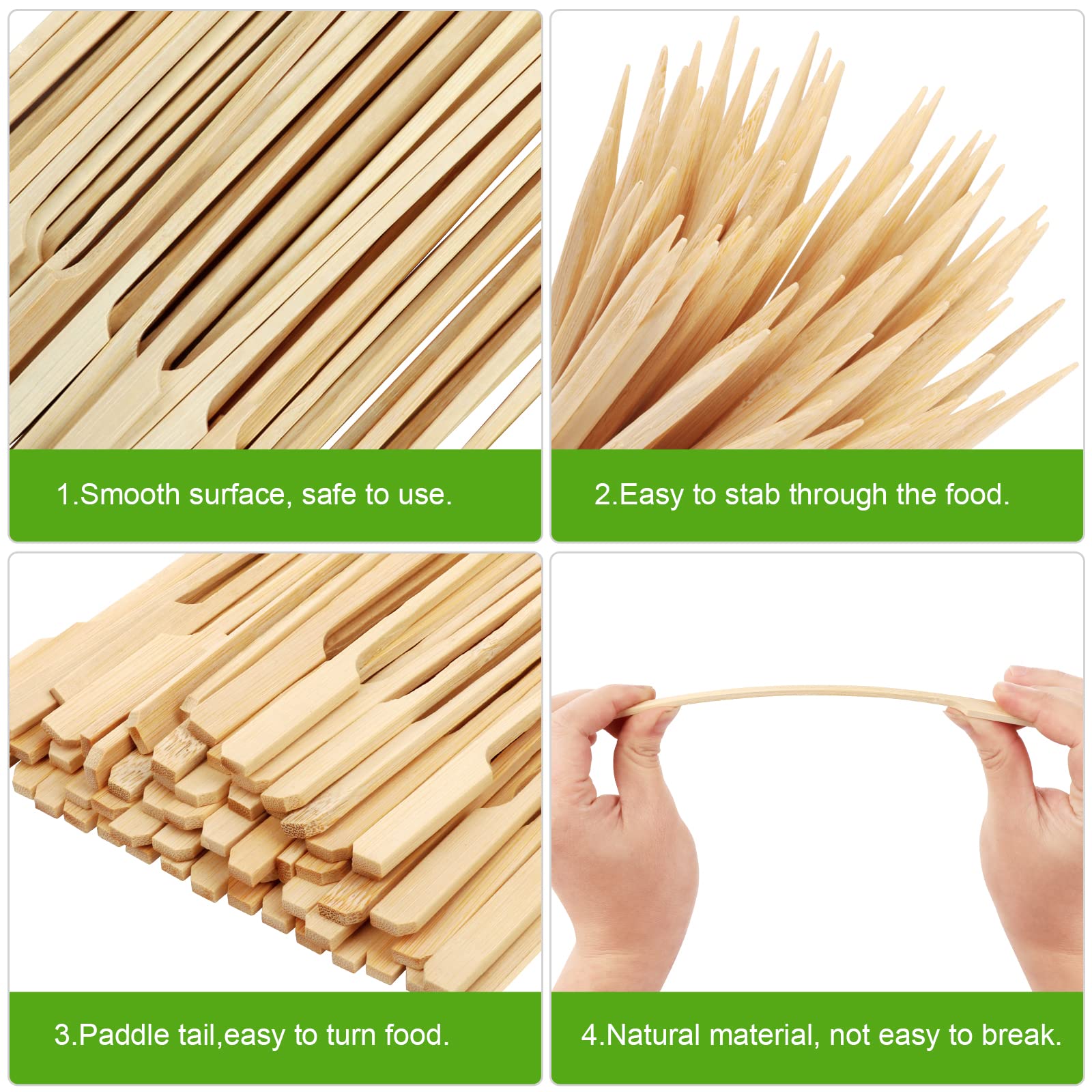 120 PCS Bamboo Skewers for Appetizers, 12 cm Toothpicks, Cocktail Picks for Drinks, Fruit Kababs, Sausage, Barbecue Snacks, Natural Wooden Paddle Skewer Mini Food Sticks, Charcuterie Accessories