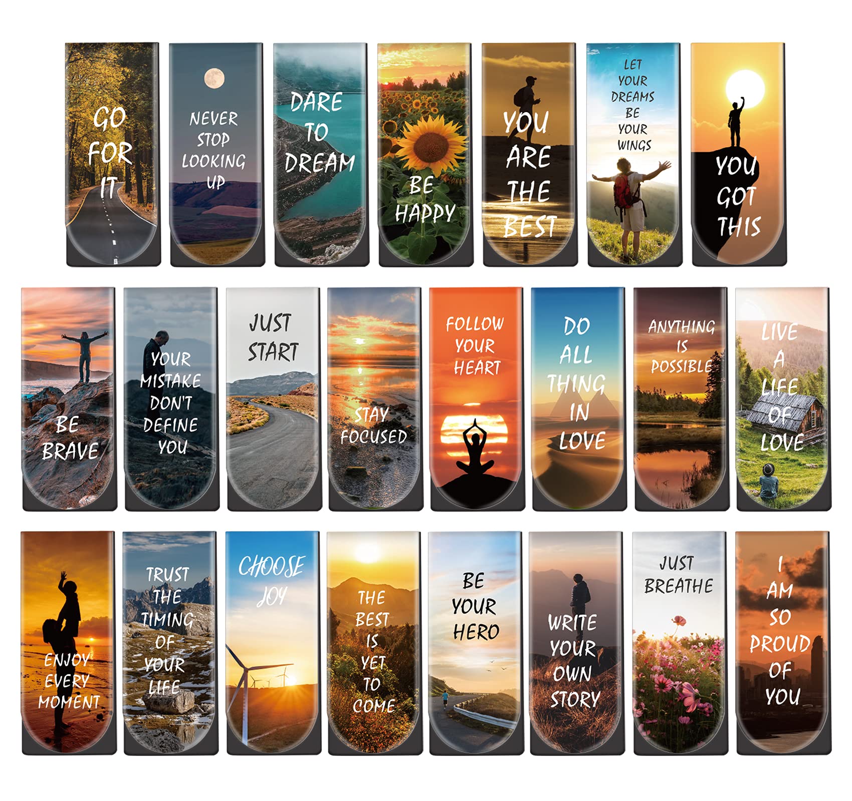 Magnetic Bookmarks 46Pcs Inspirational Book Mark Magnetic Page Markers Page Clip with Magnet for Students Teachers School Home Office Reading Supplies, Nature Scenery Pattern