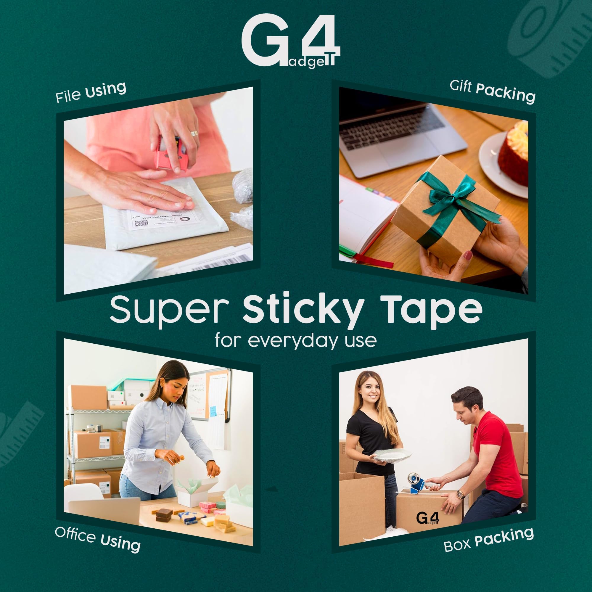 G4GADGET 24mm x 40m x 3 Tape Rolls of Clear Strong Parcel Tape Packing For Packaging