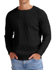 Sailwind Mens Jumpers Crew Neck Tops Knitted Sweaters Classic Pullover Solid Colour Basic Tops Autumn Winter Warm Knitwear (Black, M)