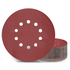 KONGMING 225mm Sanding Disc 25 Pcs 10 Hole Hook and Loop Grit P180 Sanding Pads 9 Inch Sandpaper for Drywall Sander Long Neck Sander Sanding Giraffe