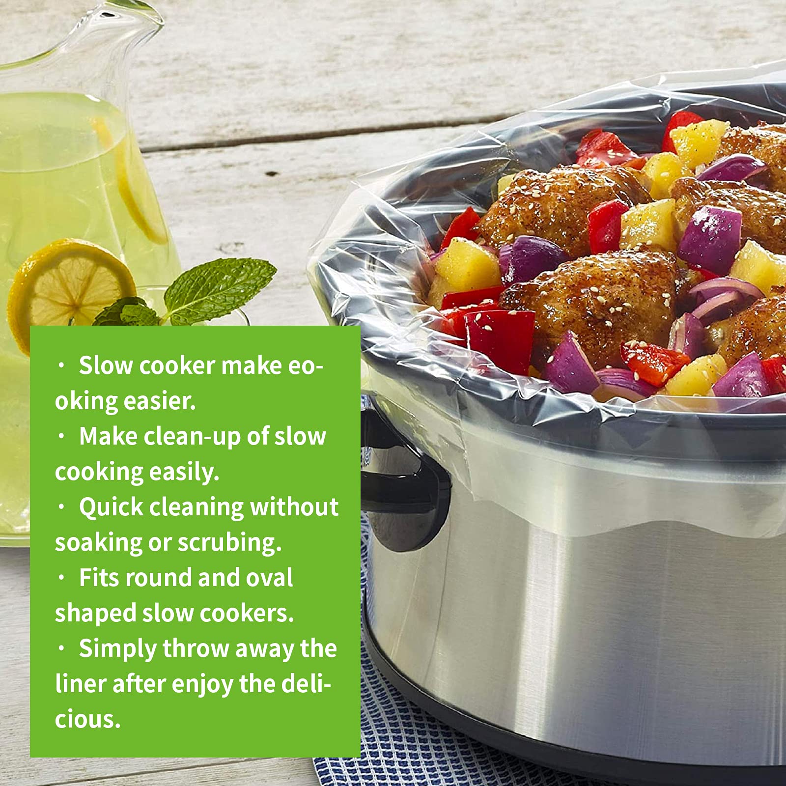 30 Counts Slow Cooker Liners by ECOOPTS   Large Cooking Bags Fit 3-8.5 Quarts (3 PACK)