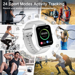 IOWODO Smart Watch for Men Women, Fitness Smartwatch,Heart Rate and Sleep Monitor, Blood Oxygen（SpO2）, Pedometer, Stopwatch, Weather，25 Sports Modes, IP68 Waterproof Activity Trackers for iOS Android