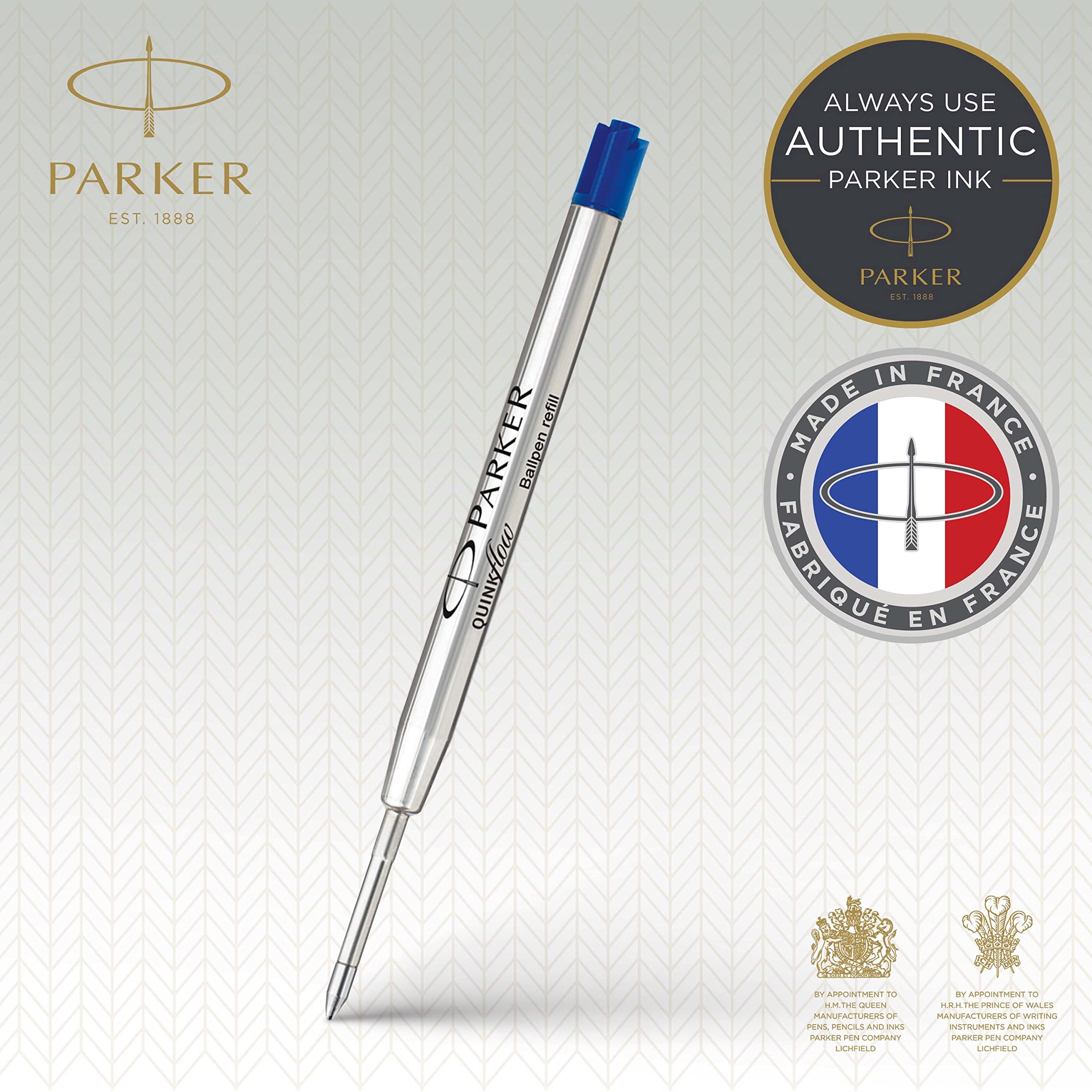 Parker Ballpoint Pen Refills   Medium Point   Blue QUINKflow Ink   3 Count