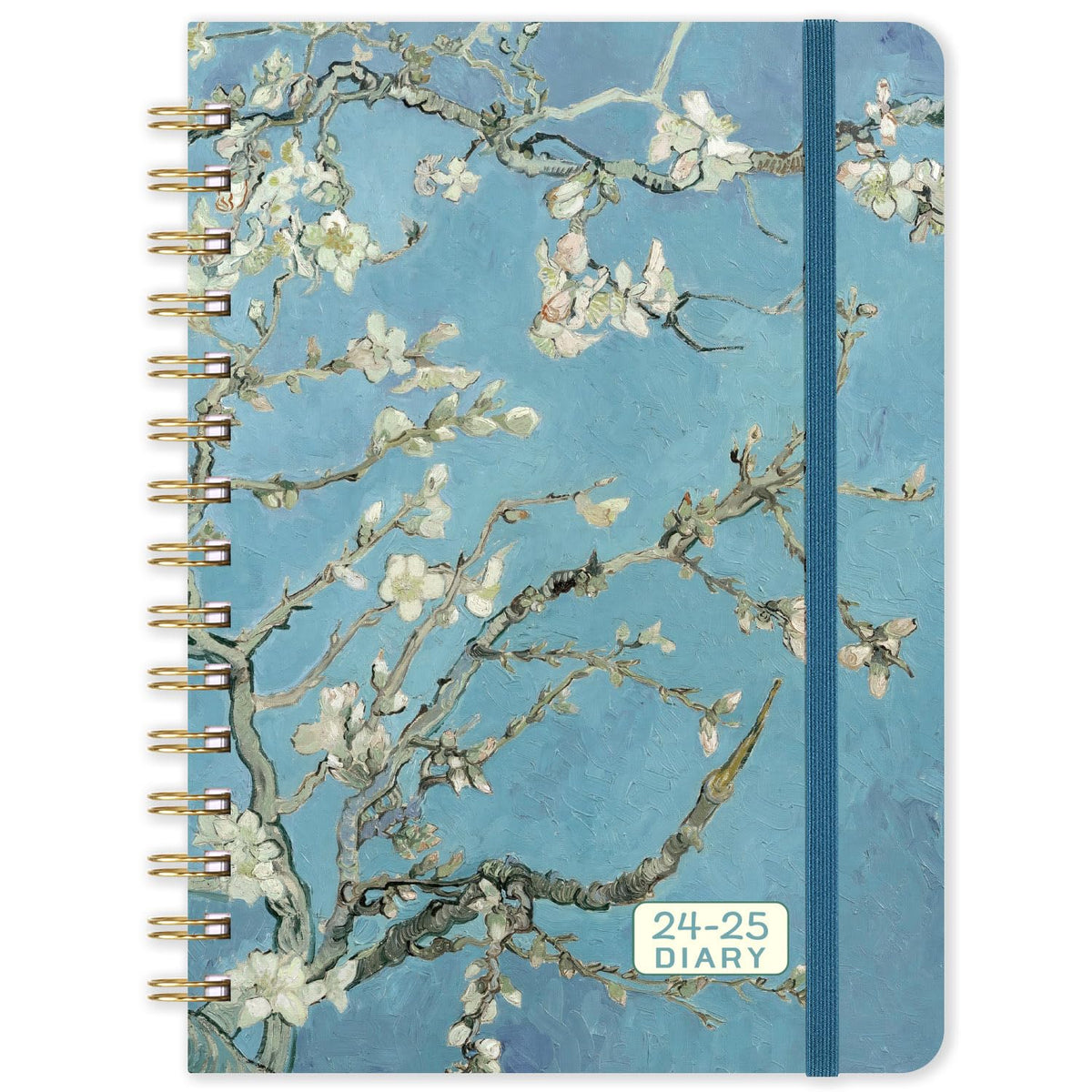 2024-2025 Academic Diary - 2024-2025 Diary A5 Week to view from August 2024 to July 2025, Hardcover with Inner Pocket, Twin-Wire Binding, 21.5 x 15.5 cm - Apricot Flower