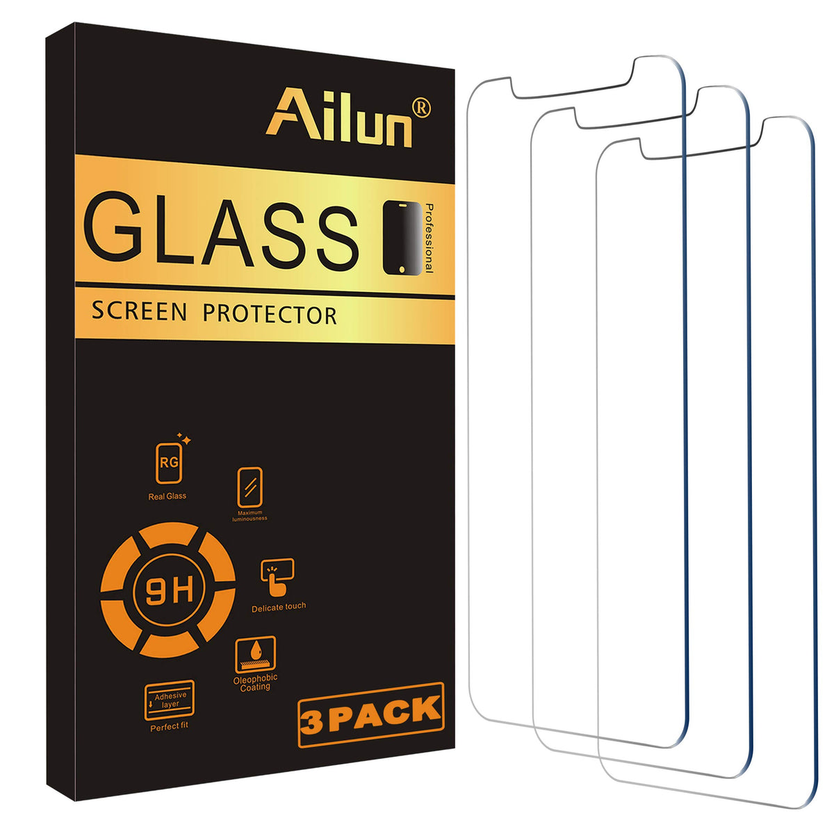 Ailun Glass Screen Protector for iPhone 12/iPhone 12 Pro 2020 6.1 Inch 3 Pack Tempered Glass