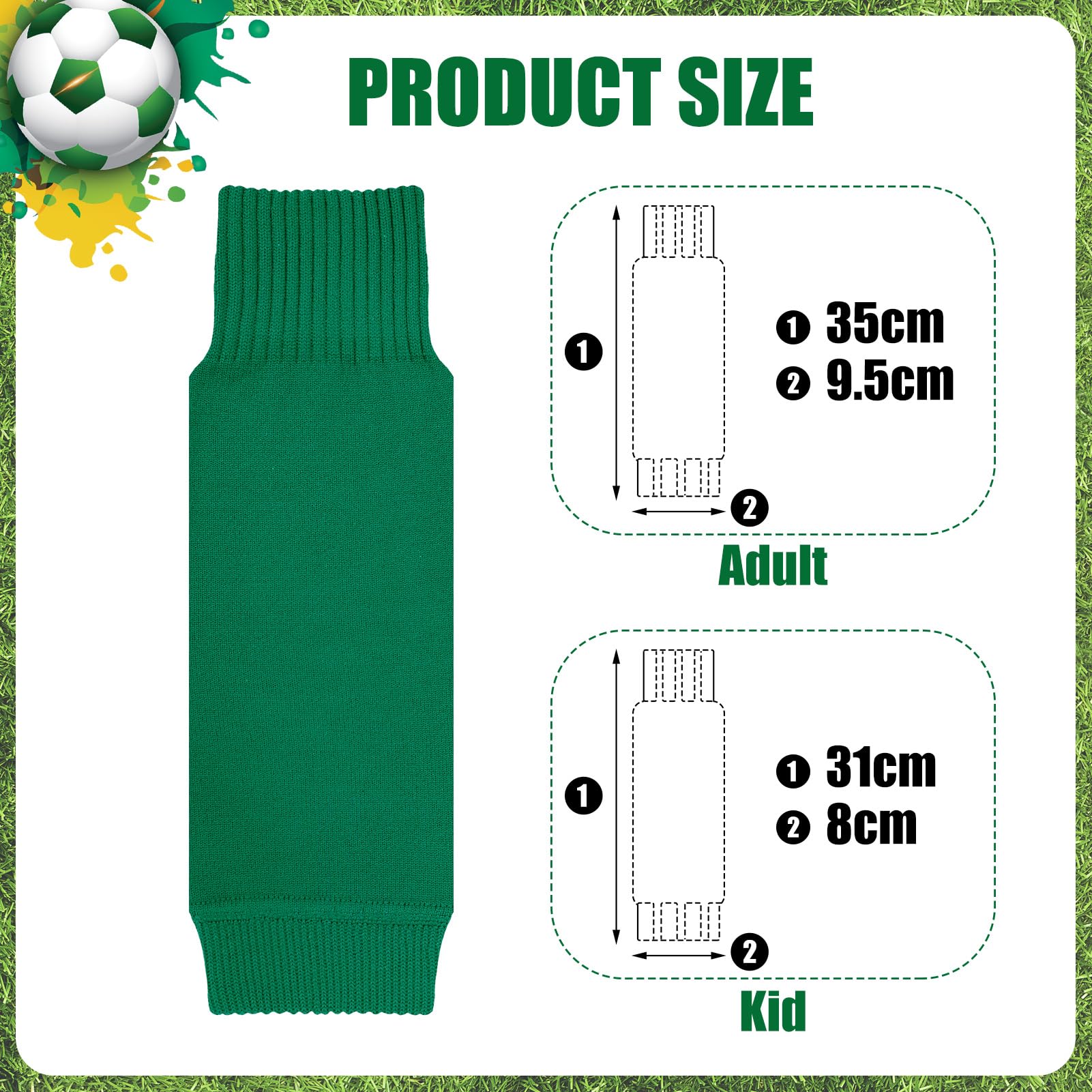 Partideal 2 Pairs Football Sock Sleeves Team Leg Sock Sleeve Fits over Shin Pads Soccer Shin Guards Sleeves Shin Pad Sleeves for Football Games Beginner(Adult Green)