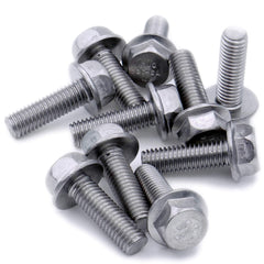 M6 (6mm x 10mm) Flanged Hex Bolt (Fully Threaded Setscrew) - Stainless Steel (A2) (Pack of 10)