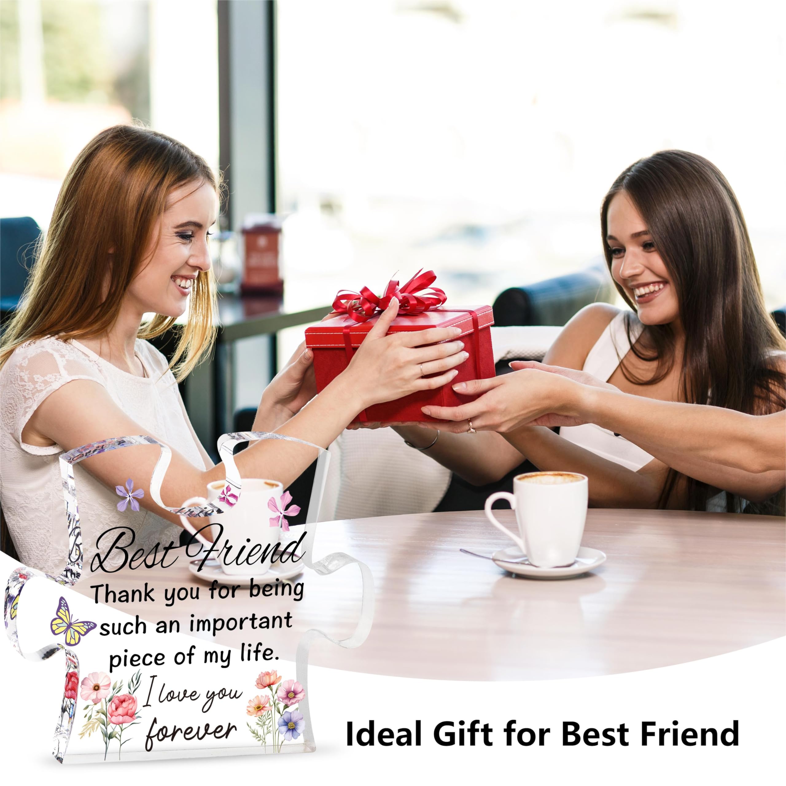 Merclix Best Friends Puzzle-Shaped Acrylic Plaque for Women Birthday Friendship Gifts for Women Christmas Bestie Gifts for Women Gifts for Friends Women Best Friends Birthday Gifts