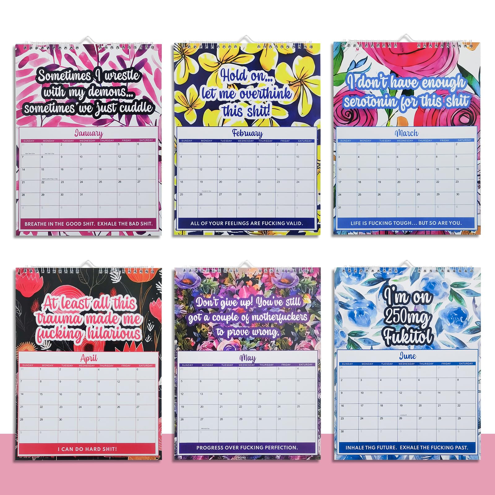 MultiValue Mental Health Calendar 2024, Creative Wall Calendar UK with Sweary Affirmations, Funny Mental Health Calendar Planner 2024 Calendar Family Organiser Calendars for Home, Office (03#)