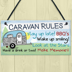 RED OCEAN Caravan Rules Novelty Hanging Plaque Campervan Outdoor Garden BBQ Sign Retirement Friend Gift