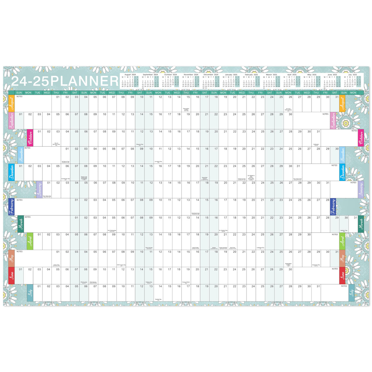 Wall Planner 2024-2025 - A1 Large 2024-2025 Wall Planner from Aug. 2024 to Jul. 2025, Academic Wall Planner 2024-2025 for Home, Office, or School, 88 x 57 cm