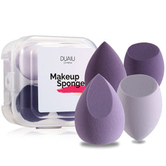 Makeup Sponge DUAIU 4 Pack Beauty Blender Foundation Sponges Set 4 Color Latex Free Blender Beauty Makeup Sponges with 1 Sponge Holder Case (Morandi Purple)