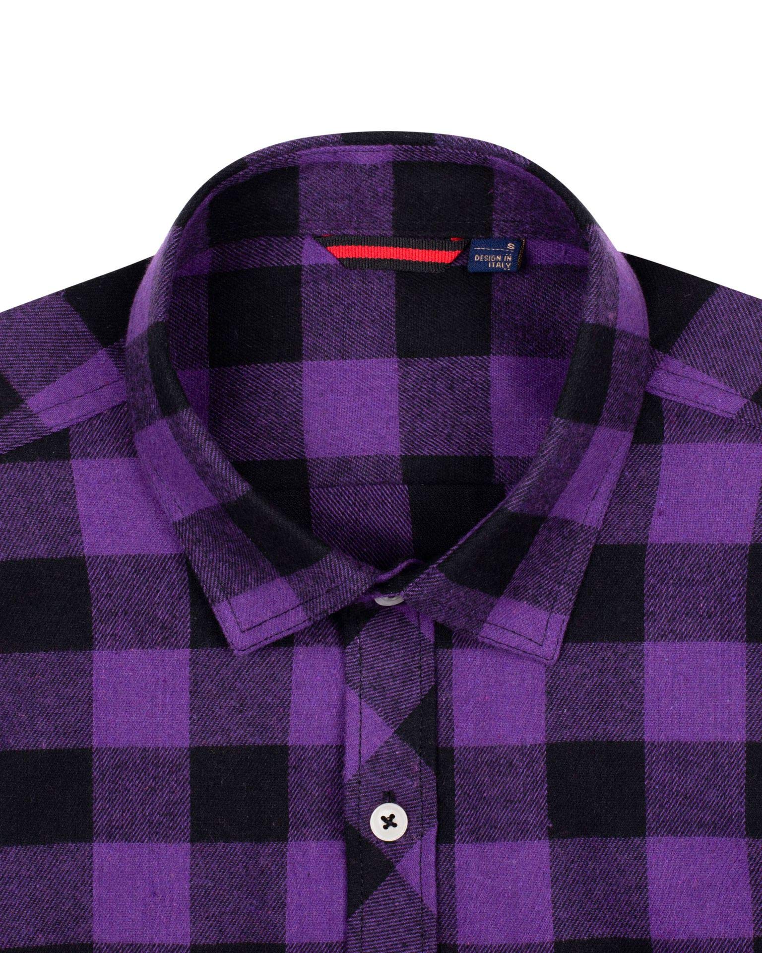 siliteelon Flannel Shirt Men Cotton Checked Shirt Men's Long Sleeve Regular fit Casual Plaid Shirt