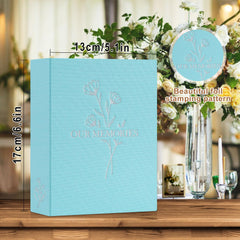 Lanpn Small Photo Album 6x4 2 Packs, Each Pack holds 100 Pictures, Slip in Pockets Mini OUR MEMORIES Linen Top Loading Photo Albums for Portrait Only 10x15cm Picture Teal