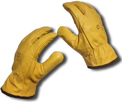 Premium Fleece Lined Yellow Leather Winter Thermal Cold Work Gloves PPE HGV Lorry, Gardening, Builders One Pair (Medium M 8)