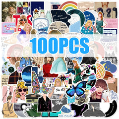 100PCS Music Stickers, Popular Albums Folk-lore Stickers for Fans Gift, Waterproof Vinyl Decals for Laptop Suitcase Water Bottle Guitar Skateboard (100Pcs)