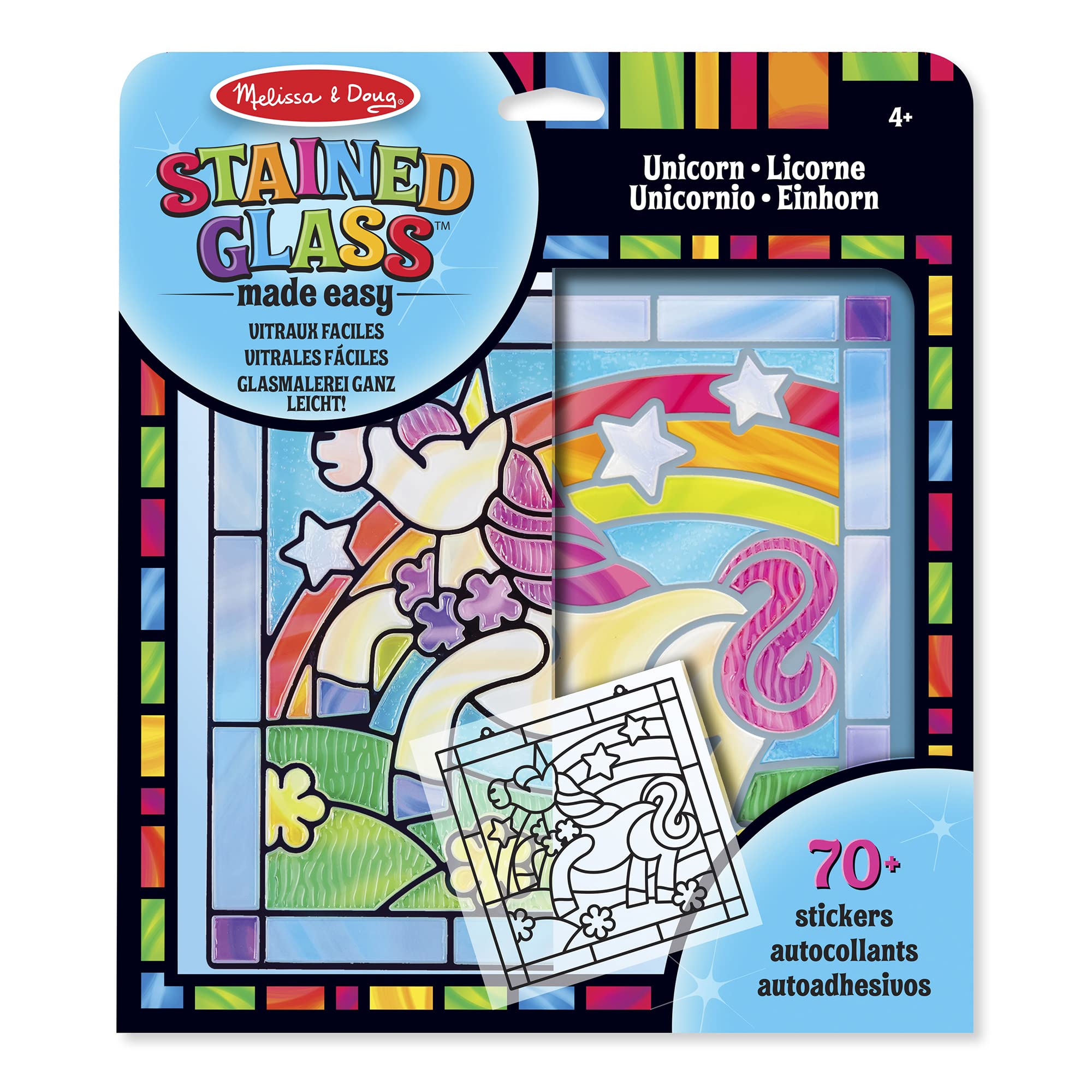 Melissa & Doug Stained Glass Unicorn Art Kit, Arts and Crafts for Kids age 5and, Kids Craft Kits, Kids Activity Window Art, Sticker Art, Animal Stickers, Mess Free Activity