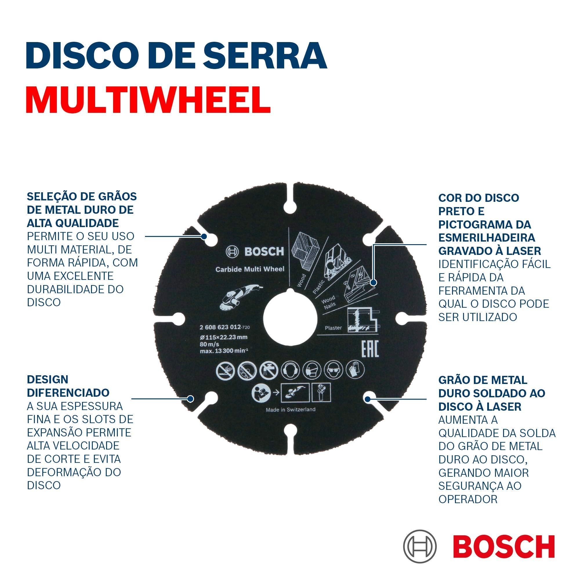 Bosch Professional 2608623012 Tungsten Carbide Multi Wheel Cutting Disc (Multi Material, Ø 115 mm, angle grinder accessories) , Black