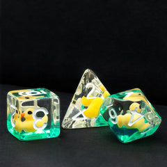 cusdie 7-Die DND Dice, Polyhedral Dice Set Filled with Animal, for Role Playing Game Dungeons and Dragons D&D Dice (Yellow Duck)