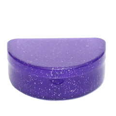 Slim Orthodontic Dental Case - Colour & Glitter Choices for Retainers, Bleaching Trays, Dentures & More (Glitter Purple)