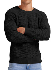 Sailwind Mens Jumpers Crew Neck Tops Knitted Sweaters Classic Pullover Solid Colour Basic Tops Autumn Winter Warm Knitwear (Black, M)