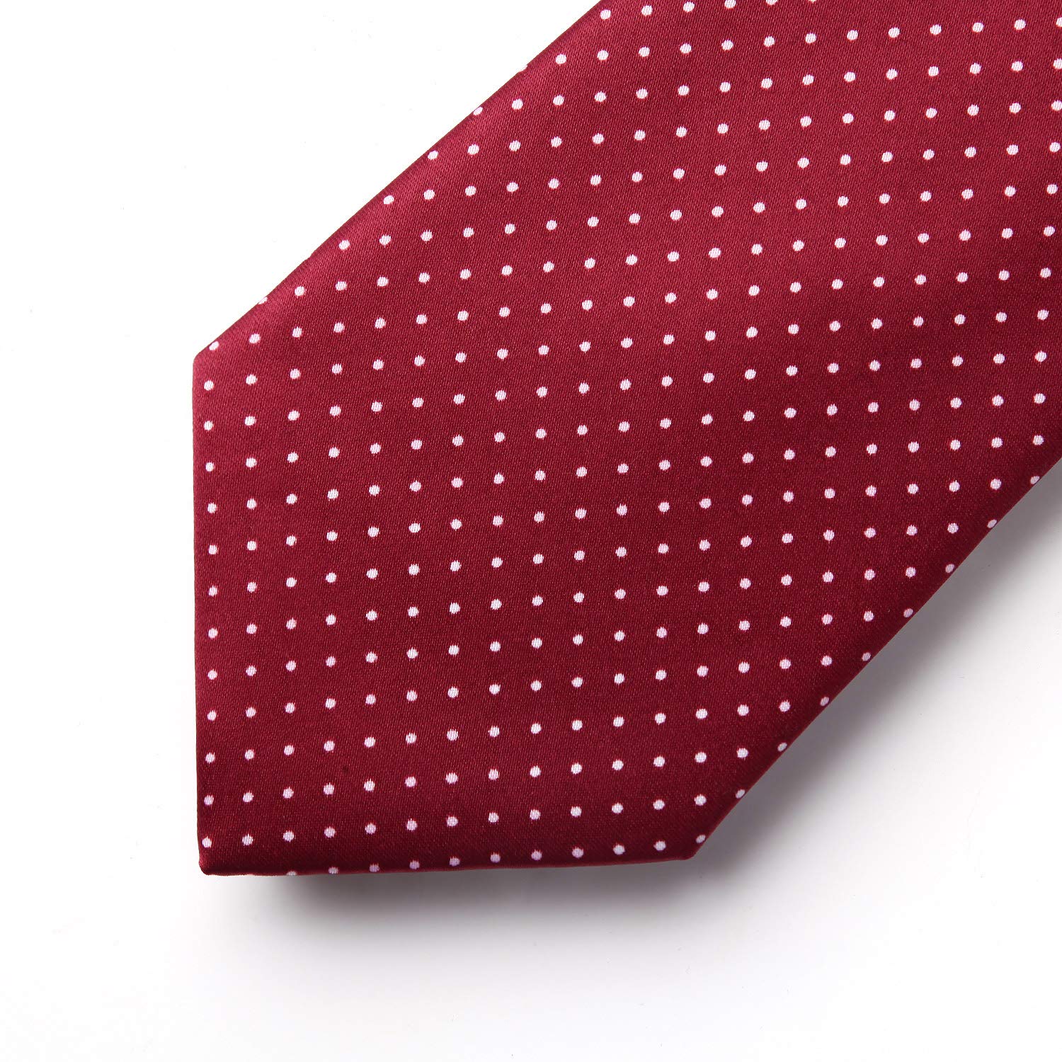 HISDERN Burgundy Ties for Men Polka Dot Wedding Tie Handkerchief Formal Business Necktie & Pocket Square Set